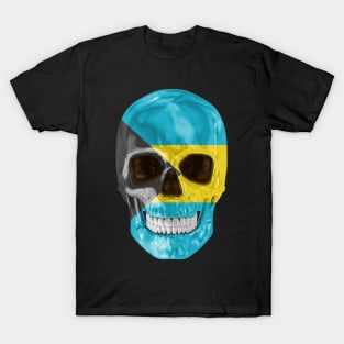 Bahamas Flag Skull - Gift for Bahamian With Roots From Bahamas T-Shirt